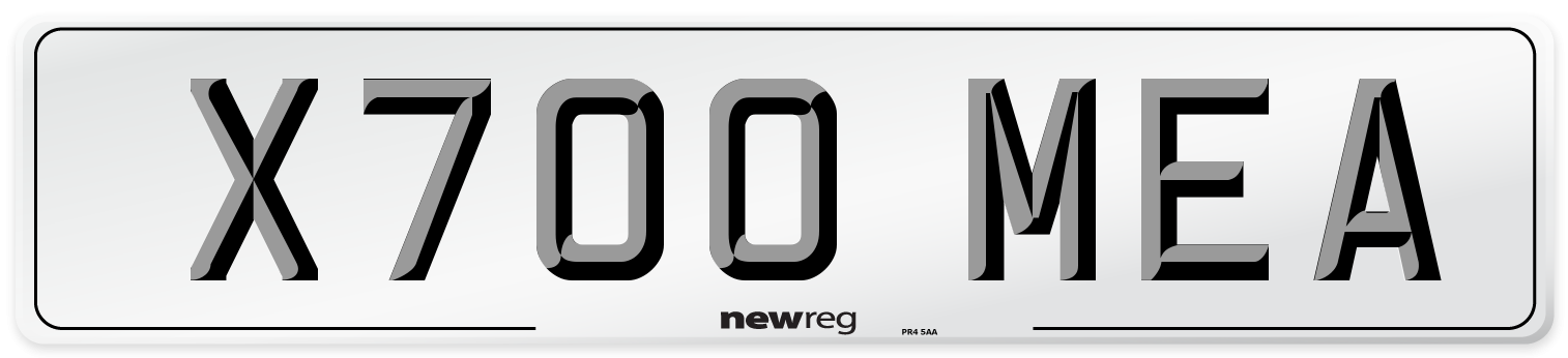 X700 MEA Number Plate from New Reg